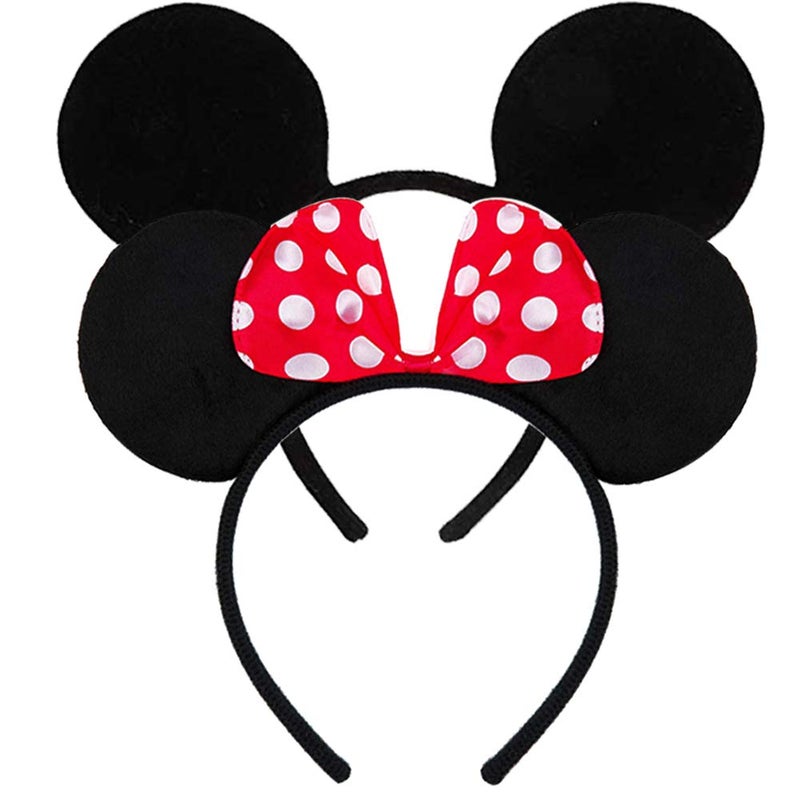 FANYITY Mouse Ears Headbands Sequin Hair Band for Girls Women Boys Party, 2 Pieces (RED DOT&BLACK) - Image 1